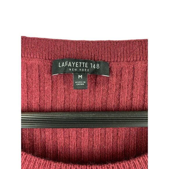 Lafayette 148 New York Womens Ribbed Knit Sleeveless Sweater Top M Red - Picture 3 of 4